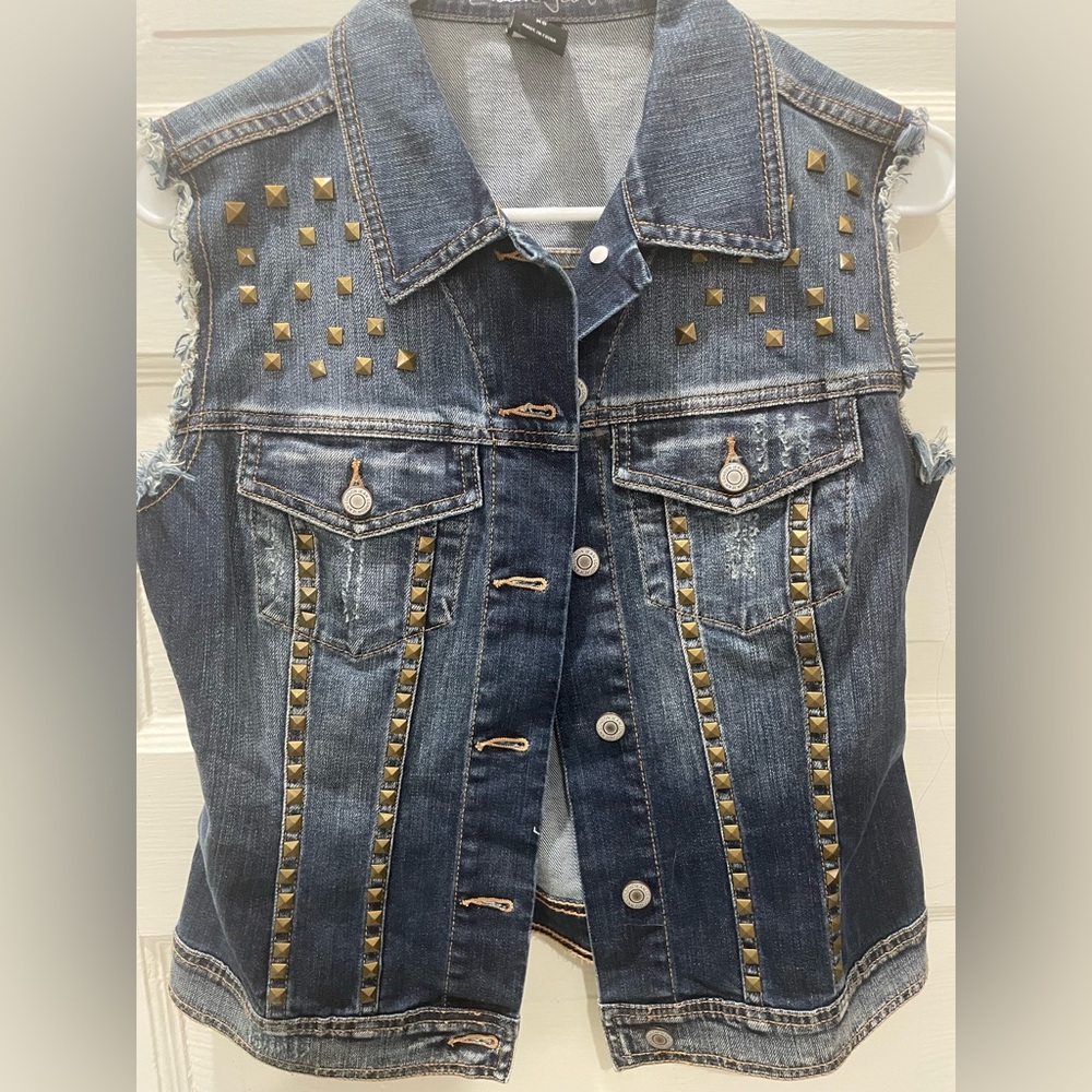 Vintage riveted denim vest, London Jean, XS